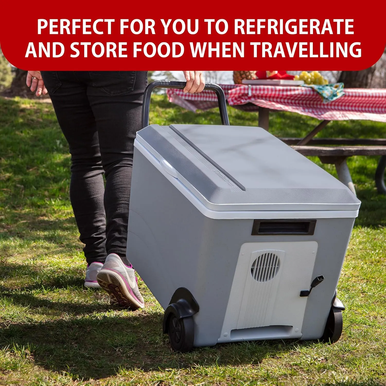 Koolatron Portable Cooler - Electric Cooler for Car, Camping, Travel, 12 V Insulated Hard Sided Refrigerator for Vehicle, Boat, Truck, No Ice Cooling, Cools Drinks,Food for Road Trip, 36 qt