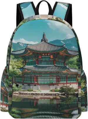 Korean Architecture Palace of Koreas Travel Backpack 16.5 Inch Lightweight Laptop Bag Daypack for Men Women