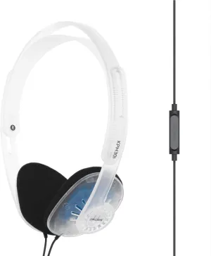 Koss KPH30iCL On-Ear Headphones, in-Line Microphone and Touch Remote Control, D-Profile Design, Wired with 3.5mm Plug (Clear)