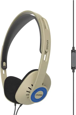 Koss KPH30iRB On-Ear Headphones, in-Line Microphone and Touch Remote Control, Retro Sytle, D-Profile Design, Wired with 3.5mm Plug, Rhythm Beige