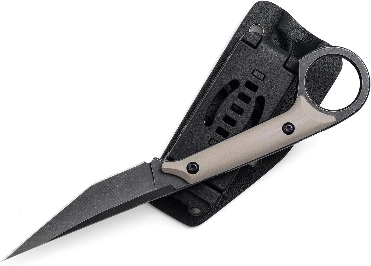 KS527 Fixed Blade Knife, D2 Blade G10 Handle for Men Women, with Kydex Sheath, Utility Knife for EDC Survival Hiking Camping Outdoor Everyday (Tan)