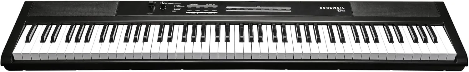 Kurzweil Ka S1 88-Key Semi-Weighted Hammer Action Digital Piano with 16 flagship Voices   Power Supply   Sustain Pedal (Black)