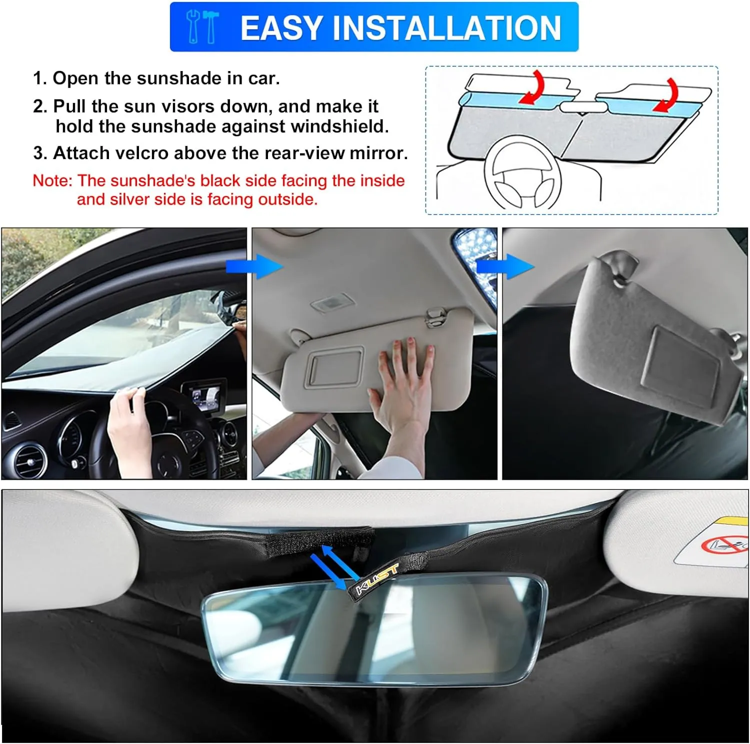 KUST Custom Fit Windshield Sun Shade for 2017-2024 Porsche Panamera Sedan Accessories Sunshade Sun Visor Protector Foldable Blocks UV Rays Keep Your Car Cooler