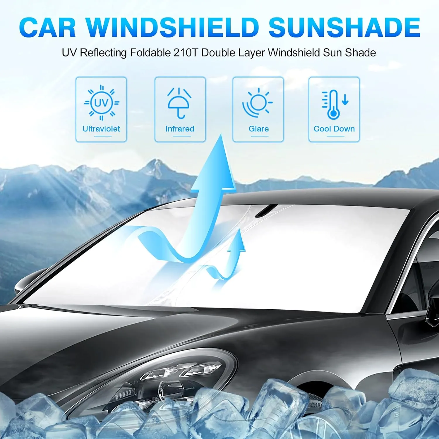 KUST Custom Fit Windshield Sun Shade for 2017-2024 Porsche Panamera Sedan Accessories Sunshade Sun Visor Protector Foldable Blocks UV Rays Keep Your Car Cooler