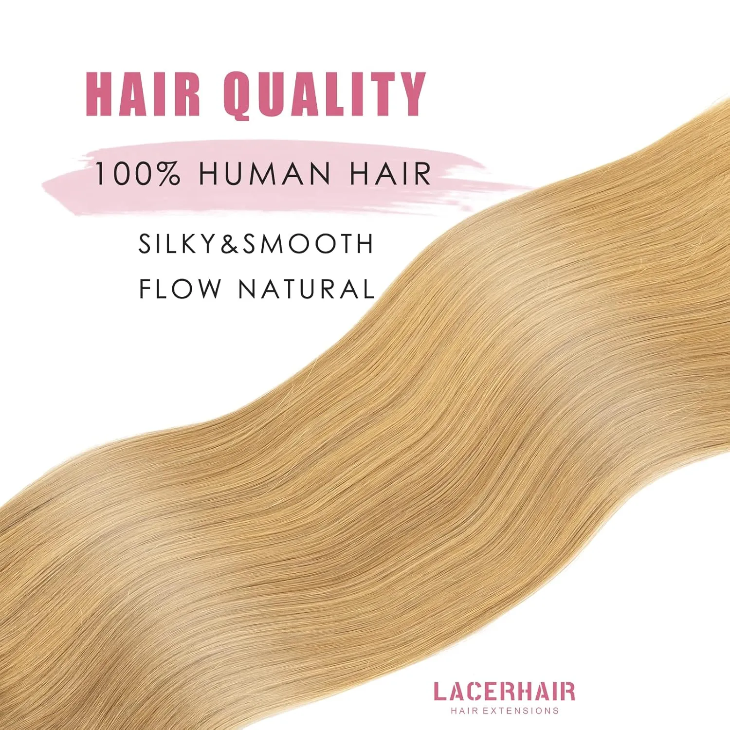 Lacer Hair Wire Extensions for Women Dark Blonde Human Hair Wire Extensions Secret Fish Line with Adjustable Headband 20 Inch 110g #27