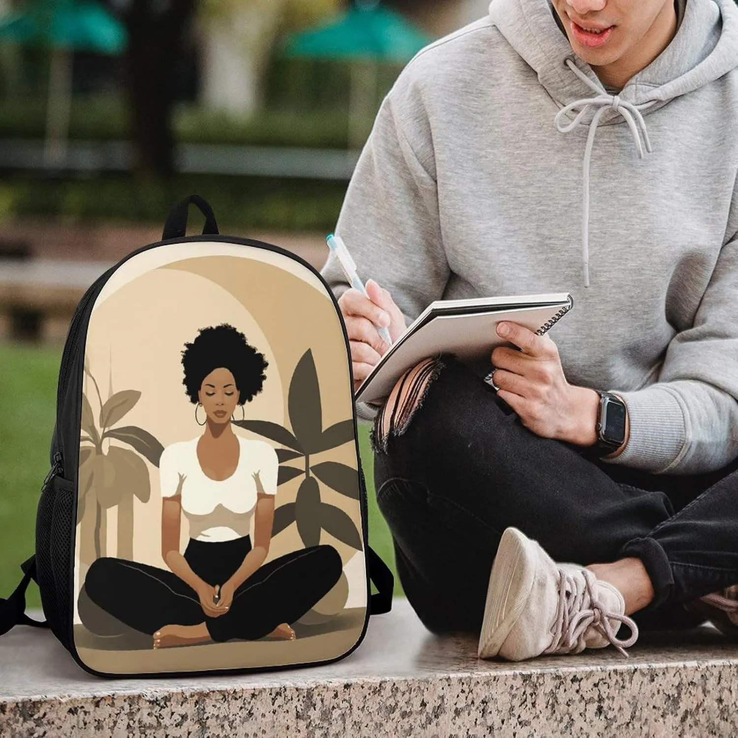 Laptop Backpack for Men 17 Inch Yoga Poses Work Casual Backpack Lightweight Travel Shoulder Bag