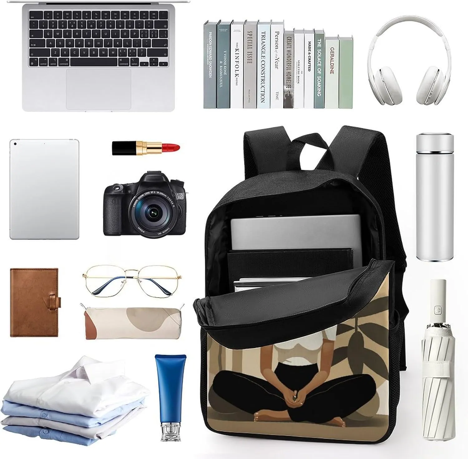Laptop Backpack for Men 17 Inch Yoga Poses Work Casual Backpack Lightweight Travel Shoulder Bag