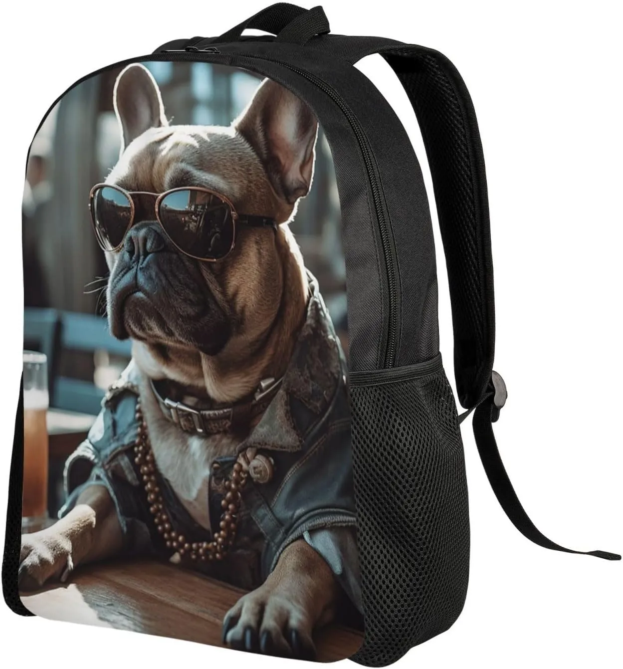 Laptop Backpack for Women Men Carry-on Backpack Bulldog Wearing Sunglasses Daypack Lightweight Travel Shoulder Bags