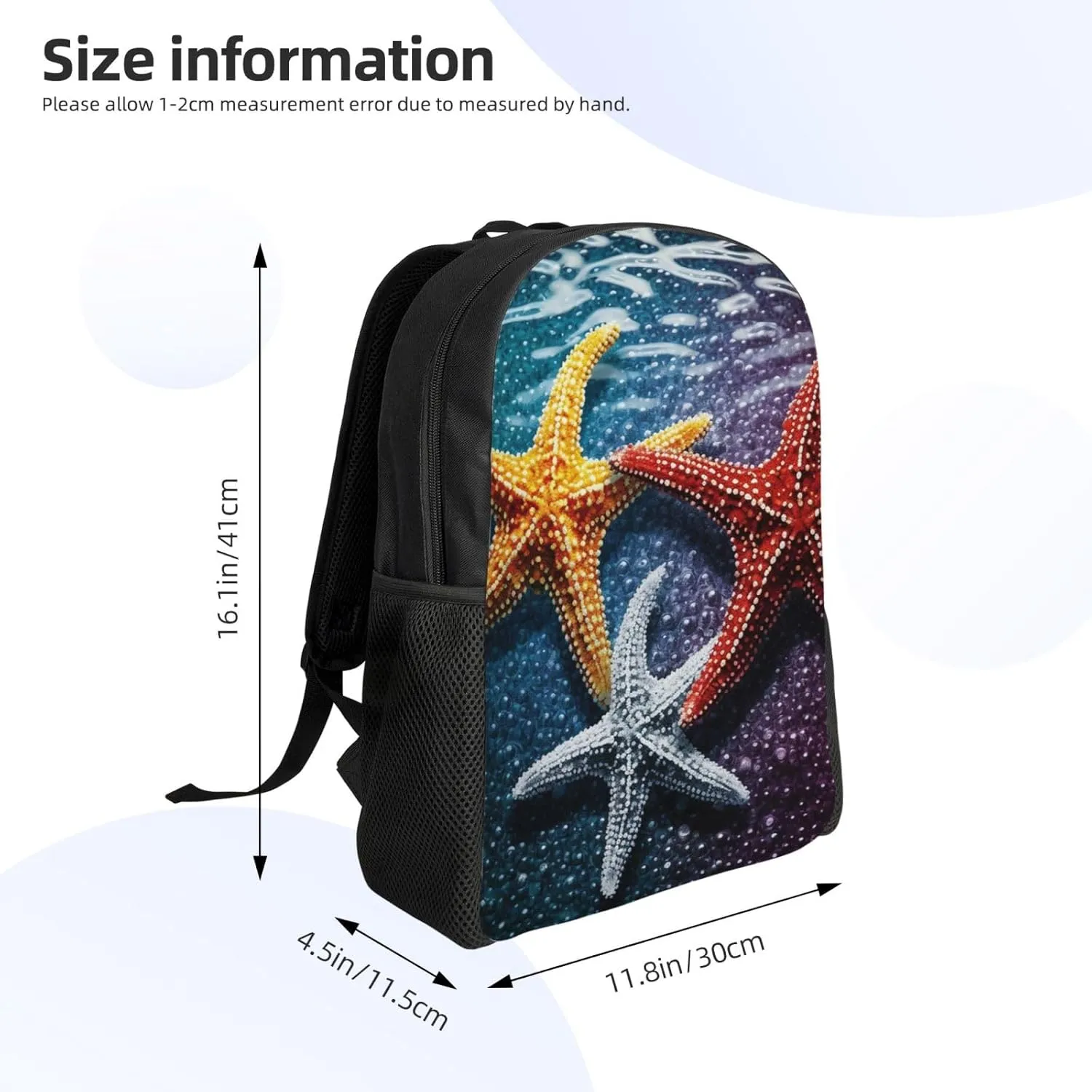 Laptop Backpack for Women Men Carry-on Backpack Three Colorful Starfish Daypack Lightweight Travel Shoulder Bags