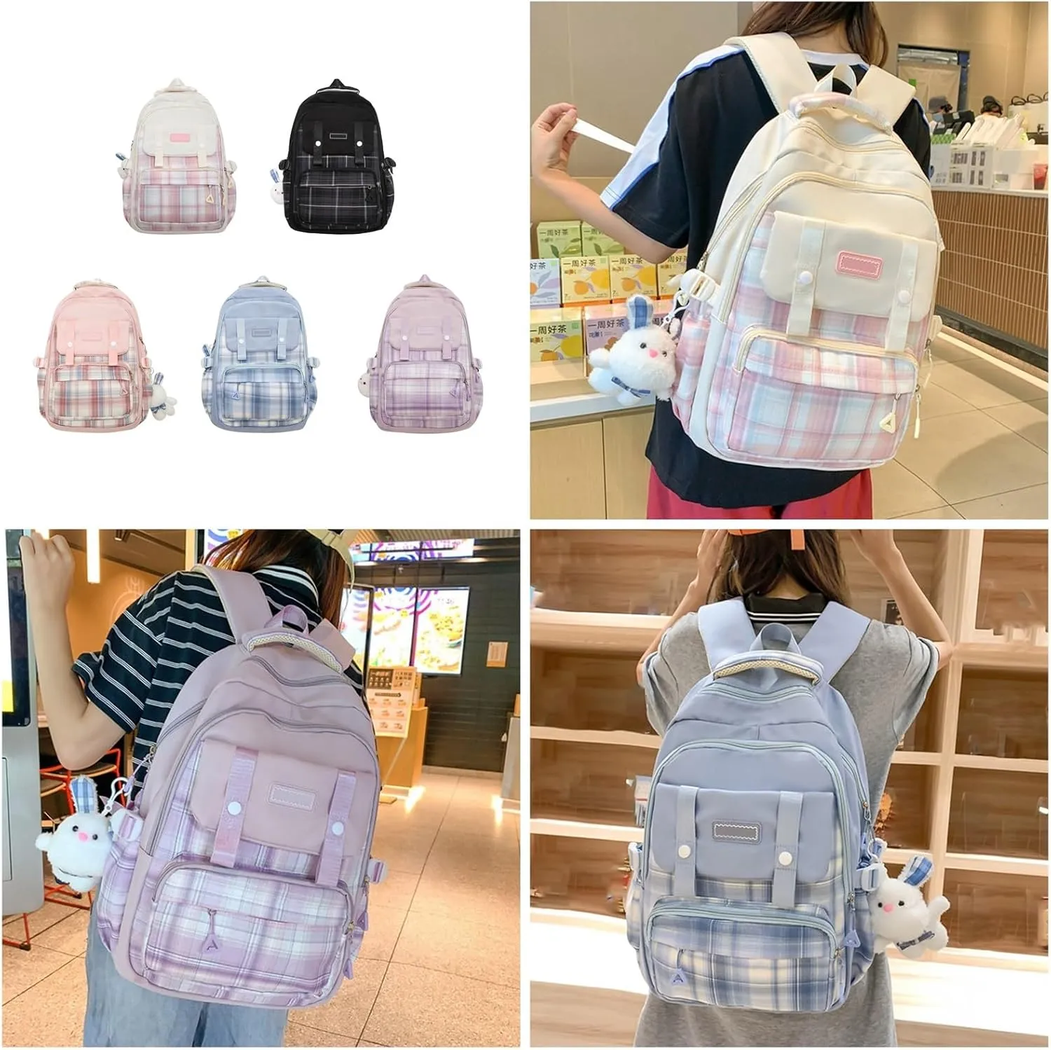 Large Capacity Backpack Casual Daypacks Student School Backpack Aesthetic Backpack Travel Bag for Teens Girls, Black, as the pic show