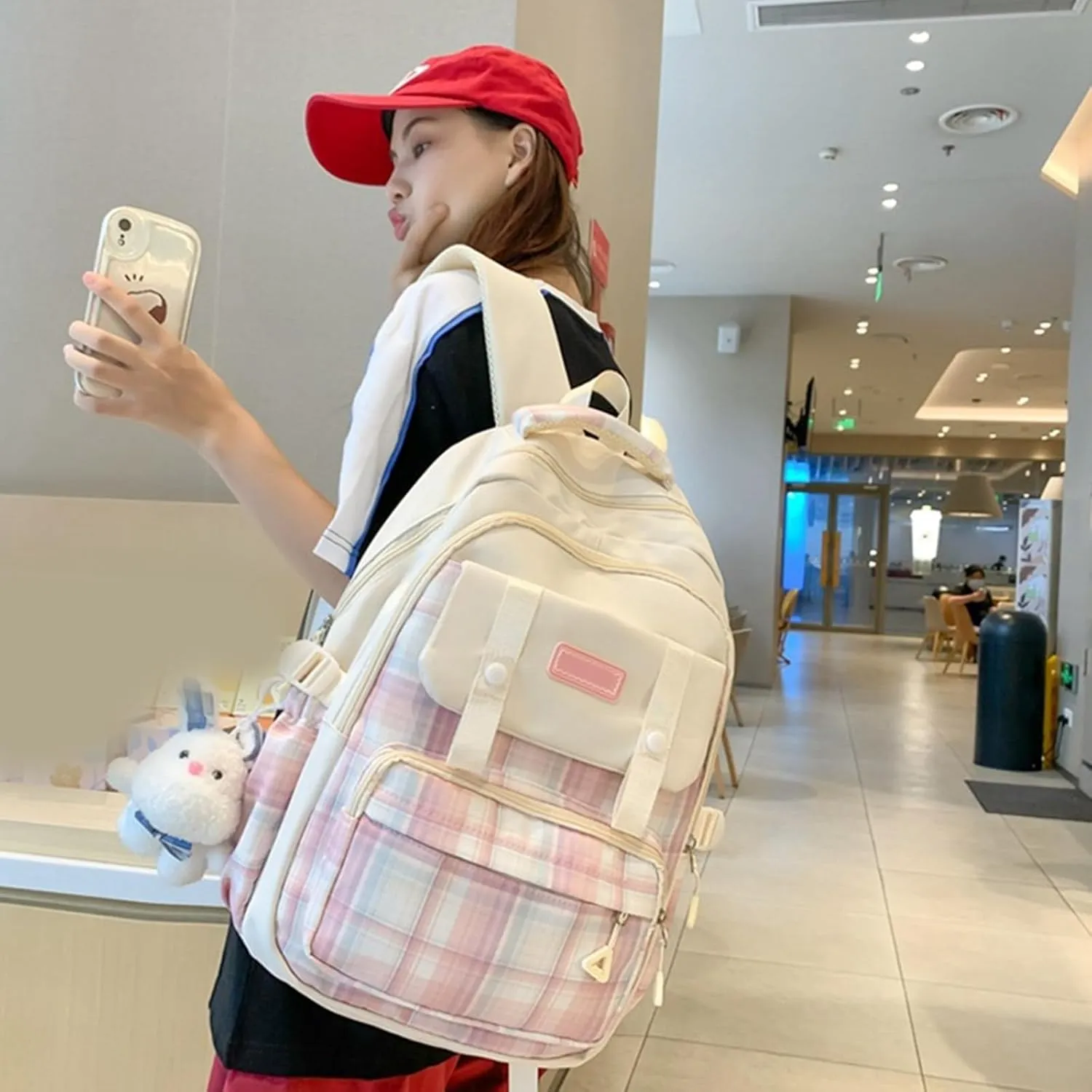 Large Capacity Backpack Casual Daypacks Student School Backpack Aesthetic Backpack Travel Bag for Teens Girls, Black, as the pic show