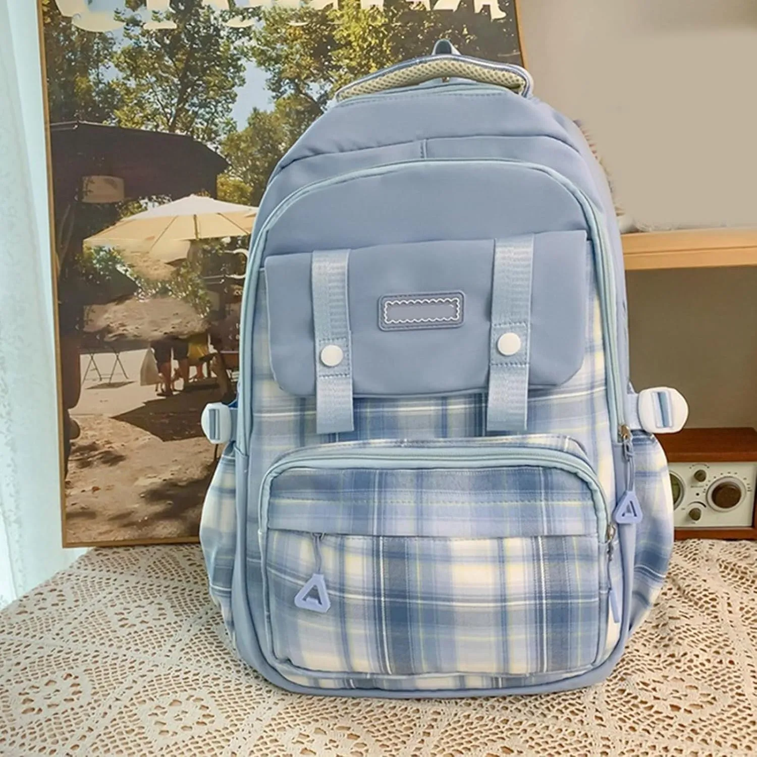 Large Capacity Backpack Casual Daypacks Student School Backpack Aesthetic Backpack Travel Bag for Teens Girls, Black, as the pic show