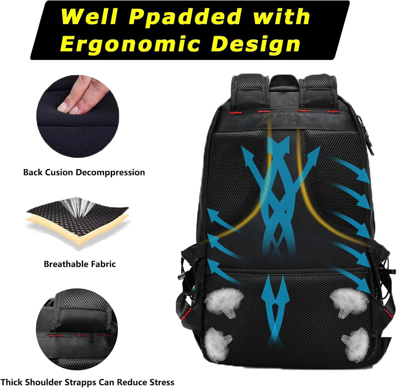 Large Capacity Hiking Backpack Outdoor Sports Travel Backpack for Men Women Waterproof Lightweight Wear-Resistant Shoulder Bag Suitable For Climbing Touring Expandable Capacity 60L Black