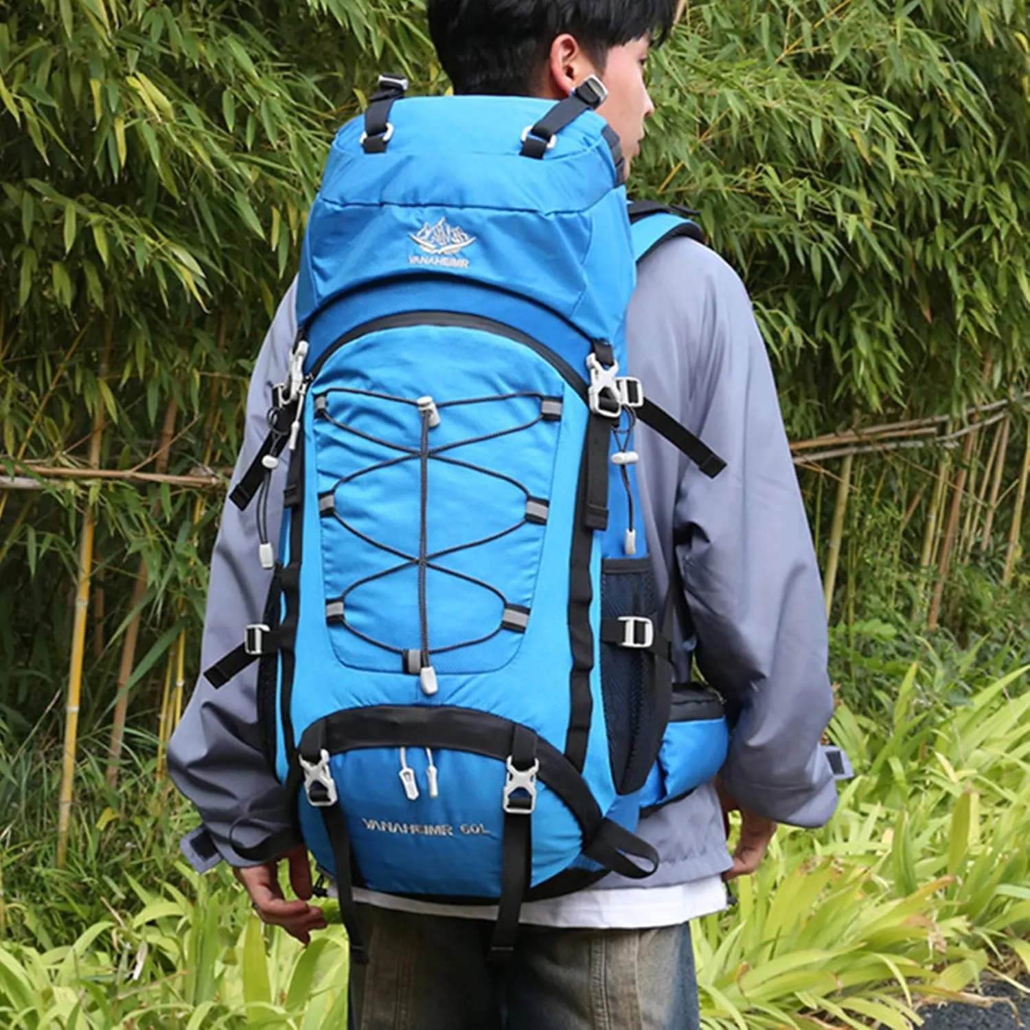 Large Capacity Outdoor Hiking Camping Sports Backpack 60L Durable Climbing Rucksack for Women Men