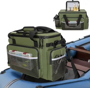 Large Waterproof Kayak Cooler Behind Seat, Chair Back Bag for Lawn-Chair Style Seats, Splash Ice Chest for Kayaking, Fishing & Beaches