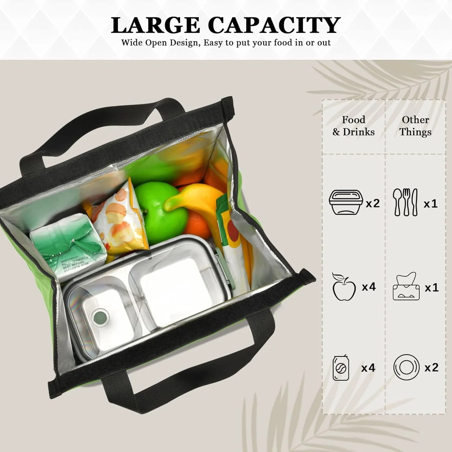 Lawn Green Lunch Bag for Women Men Insulated Lunch Box for Adult Medium Reusable Lunch Tote Bag for Work, Picnic, School or Travel