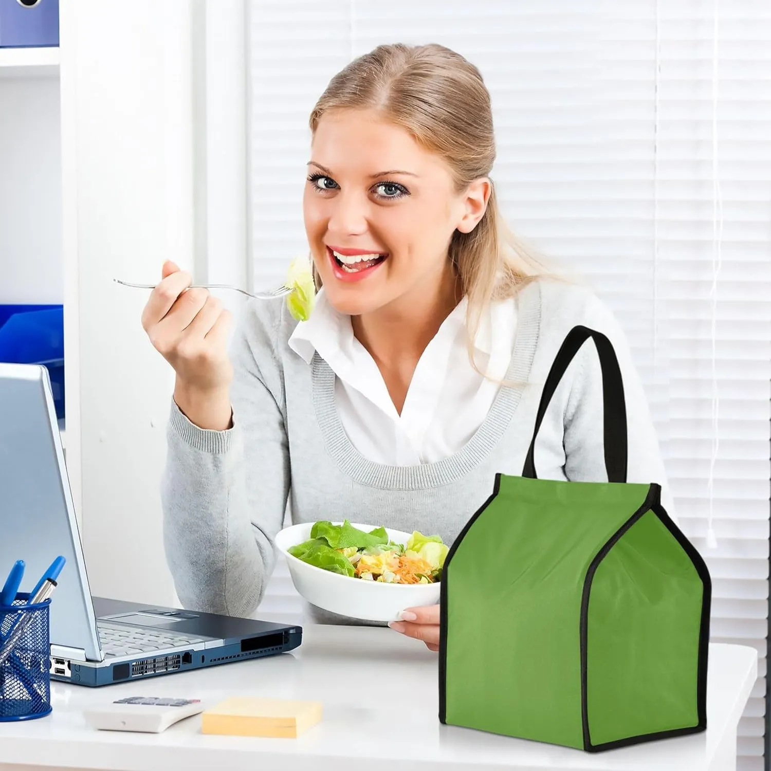 Lawn Green Lunch Bag for Women Men Insulated Lunch Box for Adult Medium Reusable Lunch Tote Bag for Work, Picnic, School or Travel