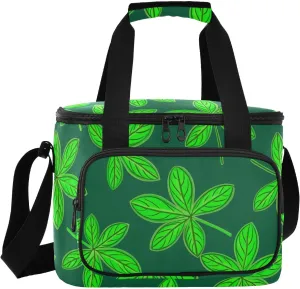 Leaf Green Insulated Cooler Bag for Women Men Leakproof 24 Can Camping Car Coolers for Beach Hiking Everyday Use