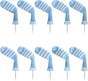 LeFeng 10pcs Knitted Golf Iron Head Covers 3-9/A/P/S Set - Lightweight and Durable Material - Multiple Patterns Golf Club Head Covers - Fit Well for Callaway Ping Taylormade Cobra Etc.