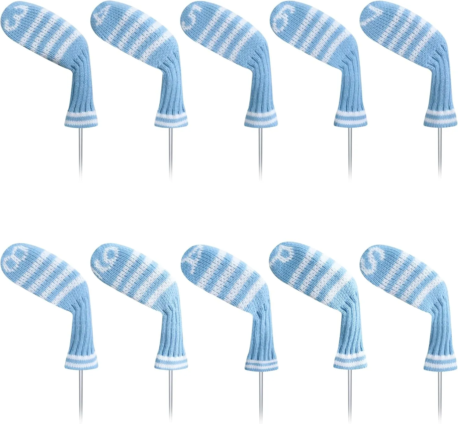 LeFeng 10pcs Knitted Golf Iron Head Covers 3-9/A/P/S Set - Lightweight and Durable Material - Multiple Patterns Golf Club Head Covers - Fit Well for Callaway Ping Taylormade Cobra Etc.