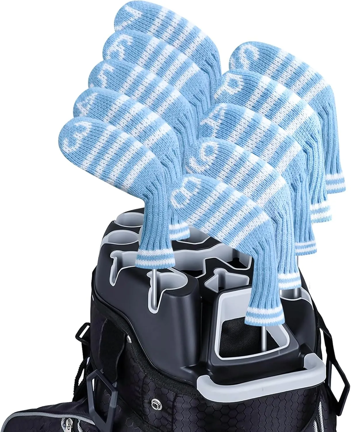 LeFeng 10pcs Knitted Golf Iron Head Covers 3-9/A/P/S Set - Lightweight and Durable Material - Multiple Patterns Golf Club Head Covers - Fit Well for Callaway Ping Taylormade Cobra Etc.
