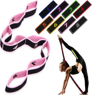 Lenwen 8 Pcs Elastic Yoga Stretching Strap 39.37 Inch Adjustable Multi Loop Stretch Strap Training Dance Stretch Band for Leg Pilates Gymnastics Home Exercise Workout Equipment Adult Children, 8 Color