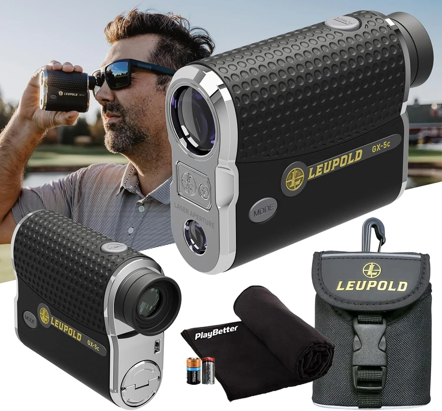 Leupold Golf Rangefinders Bundle | Bundle with PlayBetter Microfiber Towel & Extra CR2 Batteries