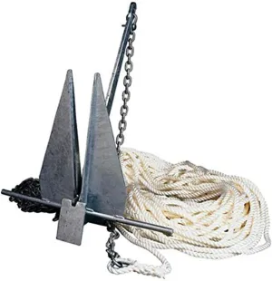 Lewmar Galvanized Steel Fluke Anchor Kit 8 lbs., for Boats up to 18' Includes Anchor, 100' 3-Strand rode with 5' Chain, Quick Splice - 2020202637