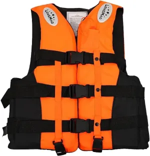 Life Jacket with Adjustable Belt, Boating Vest with Zipper, Float Swim Vest with Reflective Strips for Swimming, Watersports(Orange,Small)