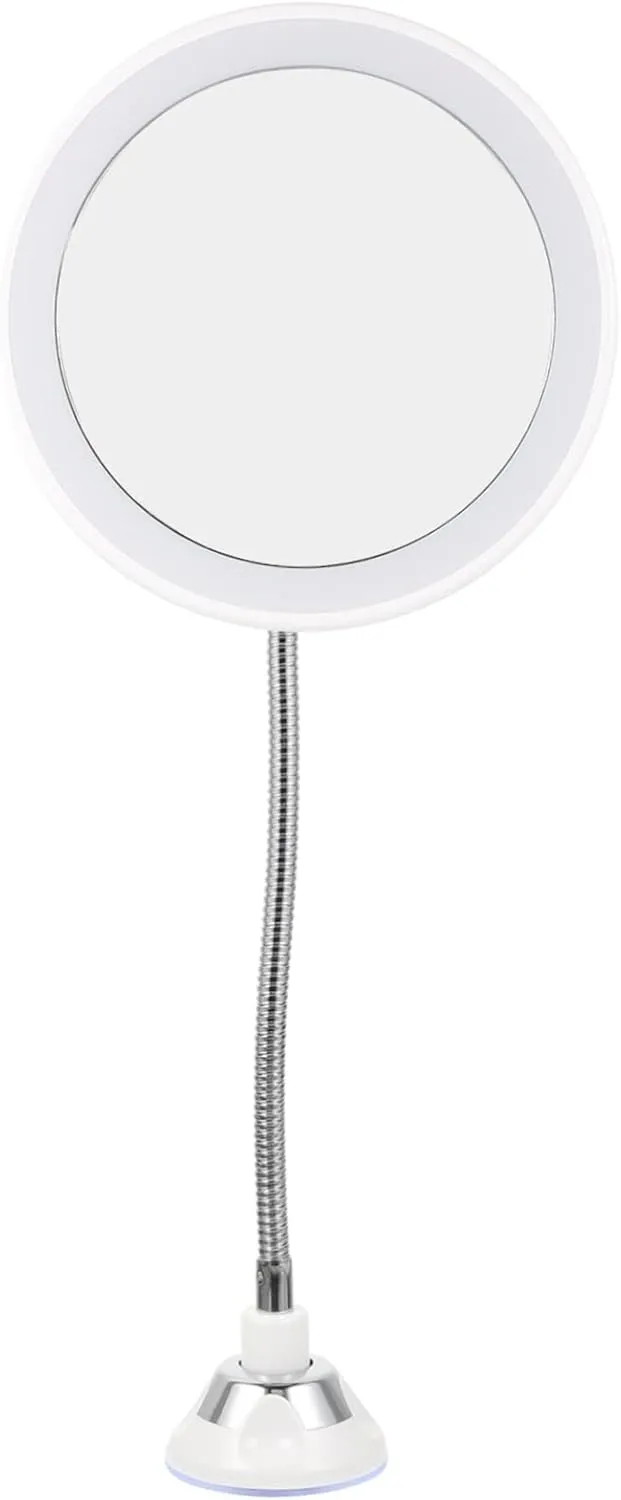 LIFKOME Led Lighted Magnifying Makeup Mirror Suction Cup 10x Magnification Compact Travel Mirror for Home