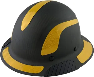 Lift Safety Helmet - Actual Carbon Fiber Full Brim Hard Hat - Matte Black with Yellow Reflective Decals with Hard Hat Tote Bag