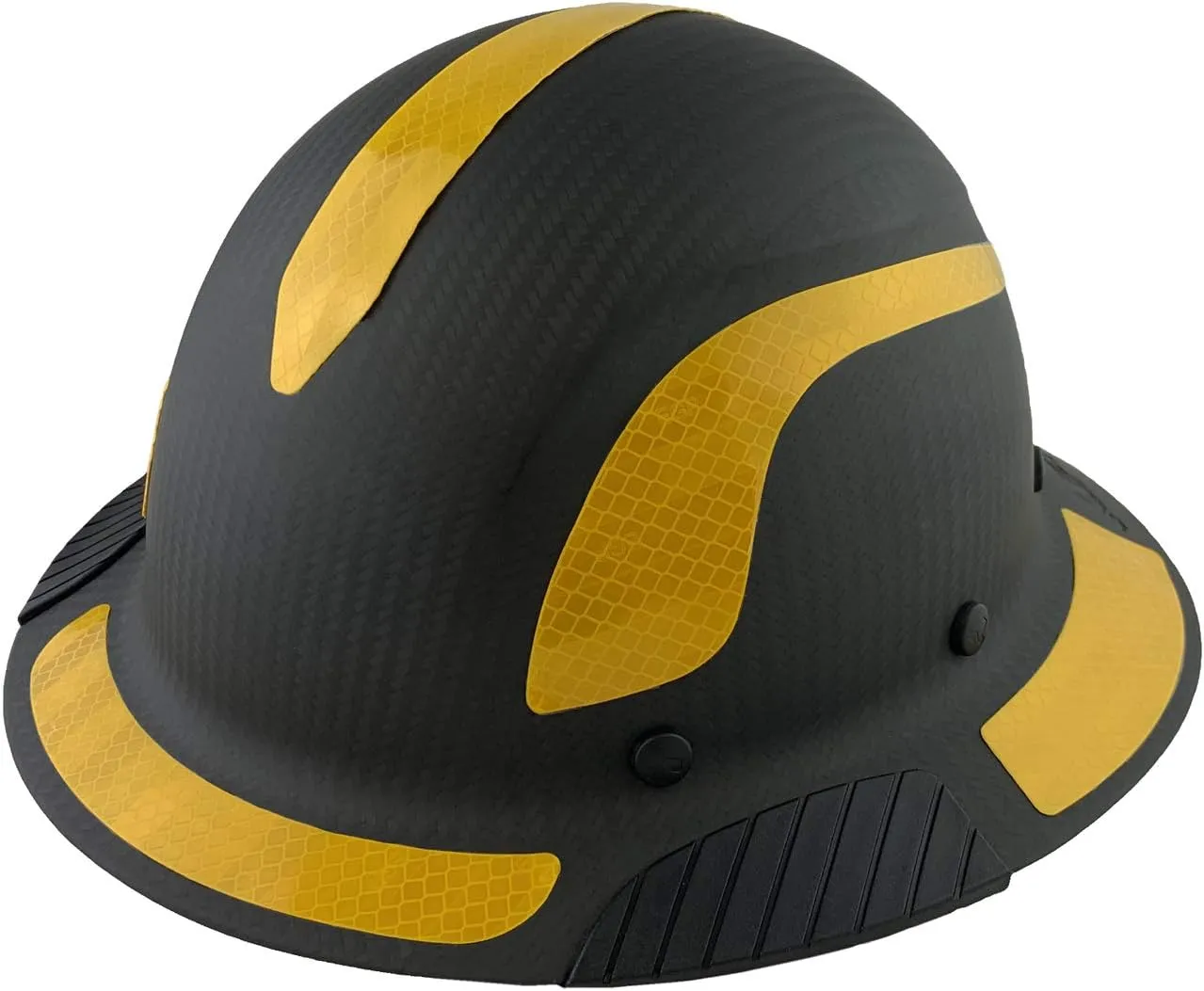 Lift Safety Helmet - Actual Carbon Fiber Full Brim Hard Hat - Matte Black with Yellow Reflective Decals with Hard Hat Tote Bag
