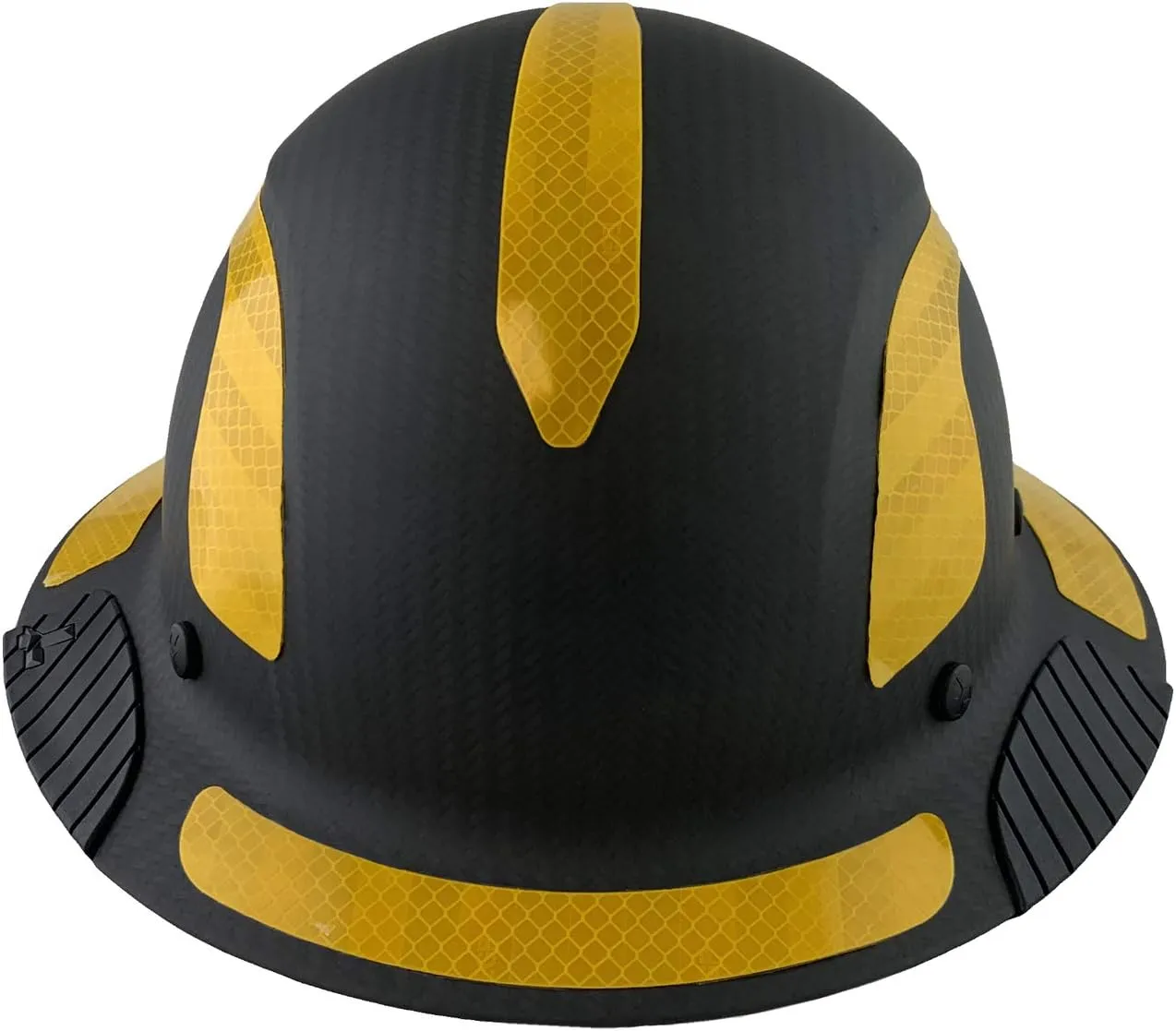 Lift Safety Helmet - Actual Carbon Fiber Full Brim Hard Hat - Matte Black with Yellow Reflective Decals with Hard Hat Tote Bag