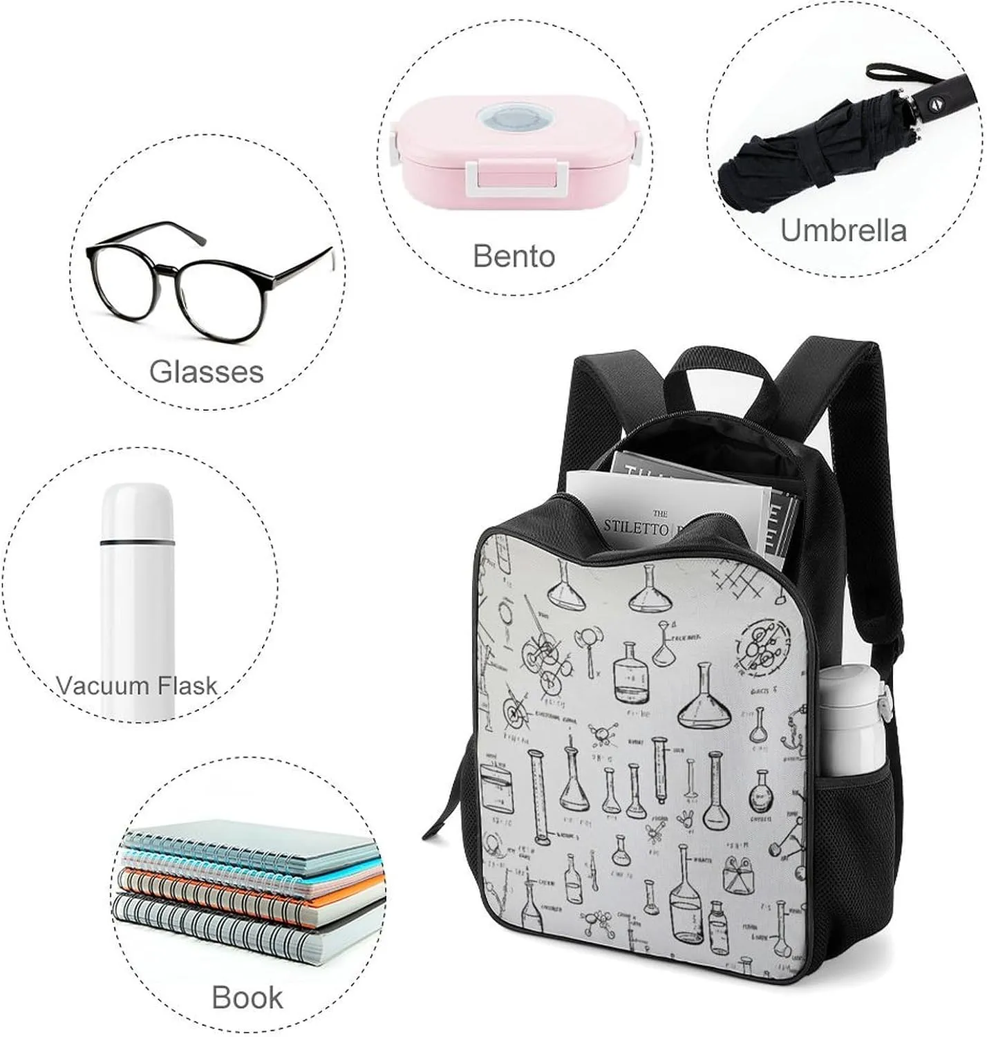 Lightweight Backpacks Cute Travel Bag Durable Chemistry Print Printing Small Travel Backpack For Women & Men