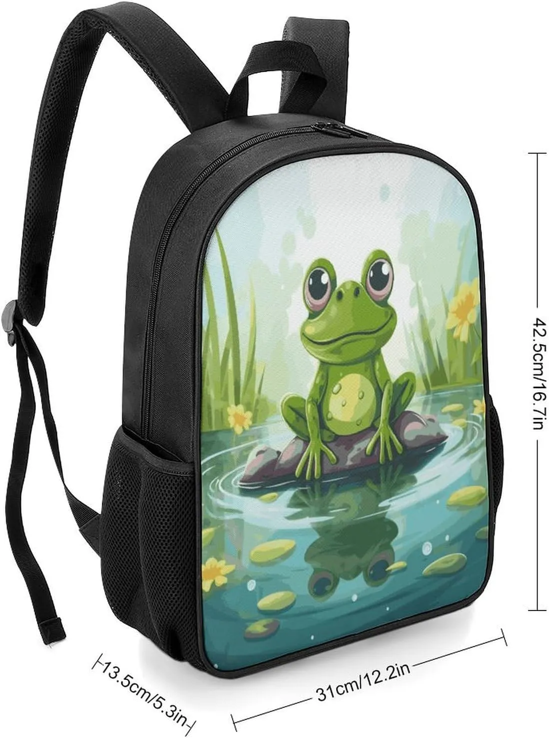 Lightweight Backpacks Cute Travel Bag Durable Frog in A Pond Printing Small Travel Backpack For Women & Men