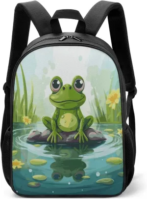 Lightweight Backpacks Cute Travel Bag Durable Frog in A Pond Printing Small Travel Backpack For Women & Men