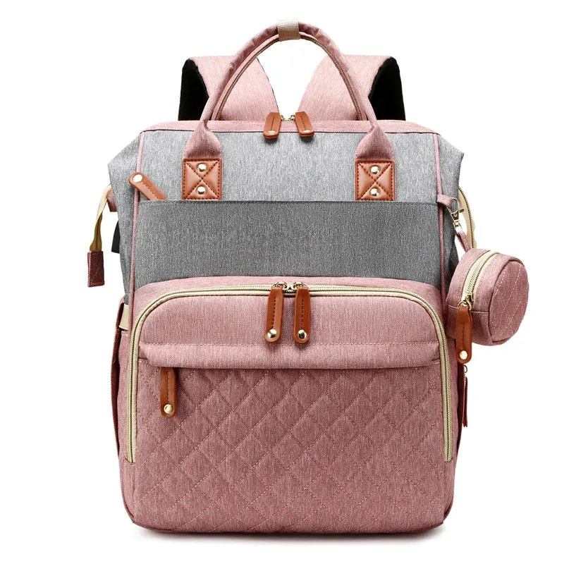 Lightweight Large-Capacity Diaper Bag Backpack with Crib