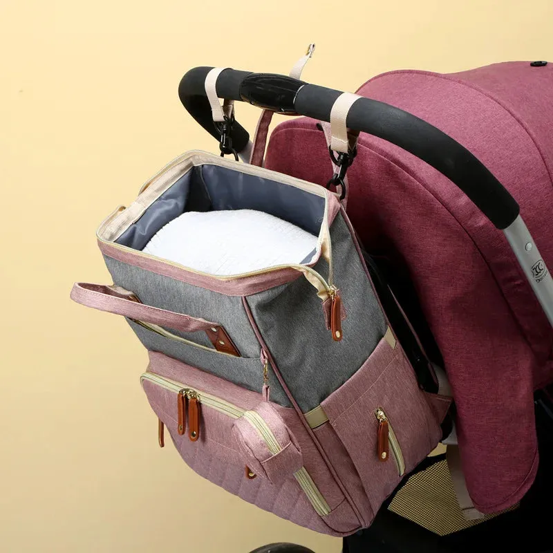 Lightweight Large-Capacity Diaper Bag Backpack with Crib