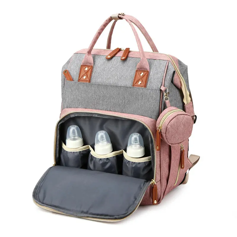Lightweight Large-Capacity Diaper Bag Backpack with Crib