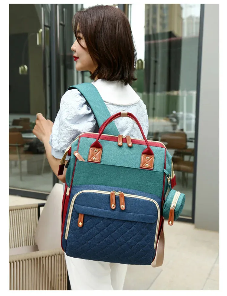 Lightweight Large-Capacity Diaper Bag Backpack with Crib
