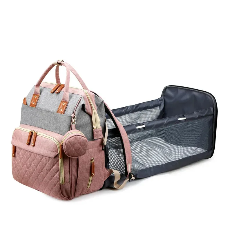 Lightweight Large-Capacity Diaper Bag Backpack with Crib