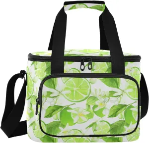 Lime Blossom White Insulated Cooler Bag for Women Men Leakproof 24 Can Camping Cooler Tote for Work Office Picnic