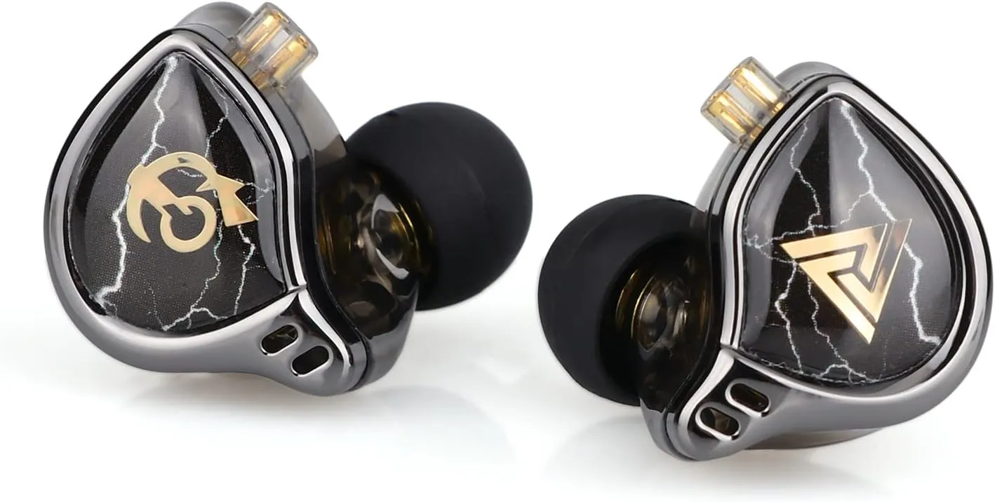 Linsoul QKZ x HBB 10mm Titanium-Coated Diaphragm HiFi in-Ear Monitor Earphones with Semi-Open Cavity, Detachable Recessed 2Pin Silver-Plated Cable, Noise Canceling for Audiophile(Without Mic)