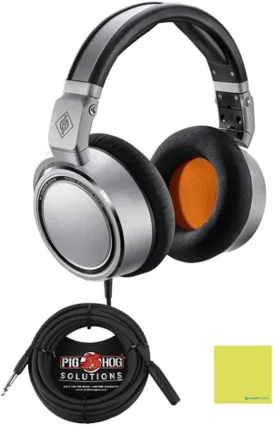 Liquid Audio Neumann NDH 20 Closed-Back Studio Headphone Bundle w/Pig Hog PHX14-25 Headphone Extension Cable Polishing Cloth