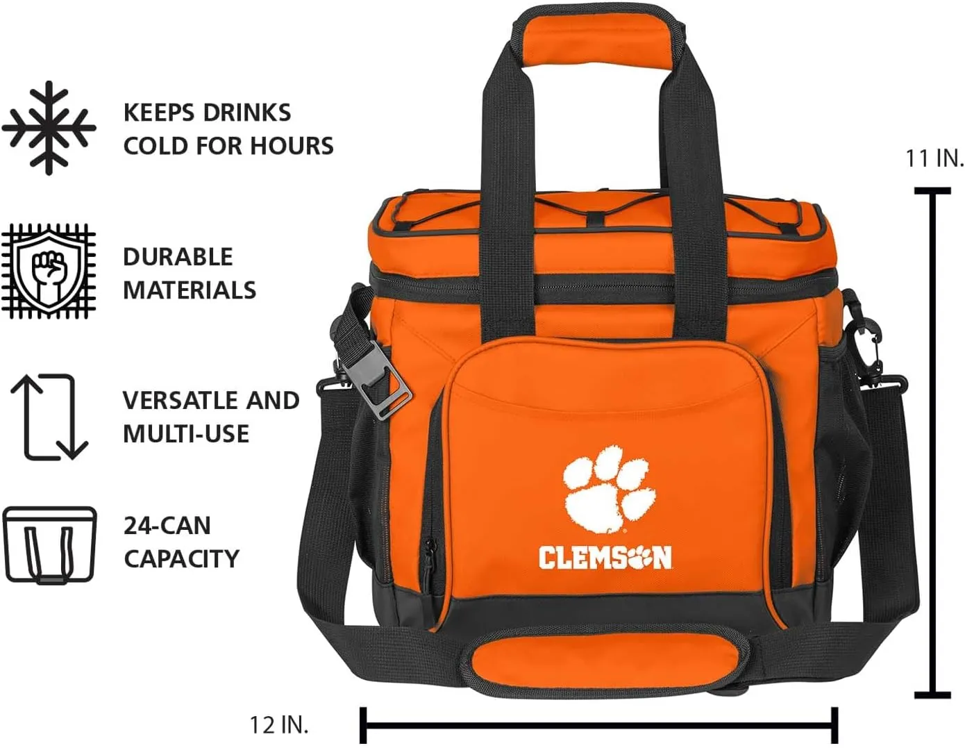 Logo Brands NCAA Flex 24-Can Cooler - Heat-Sealed Leak-Proof Lining, Built-in Bottle Opener, Adjustable Shoulder Strap- Great for Tailgates & Picnics
