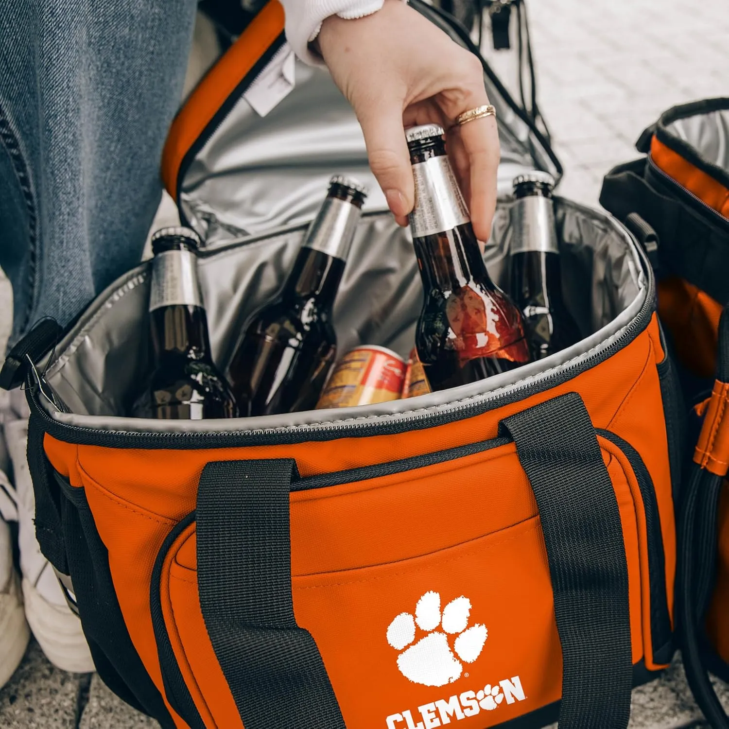 Logo Brands NCAA Flex 24-Can Cooler - Heat-Sealed Leak-Proof Lining, Built-in Bottle Opener, Adjustable Shoulder Strap- Great for Tailgates & Picnics
