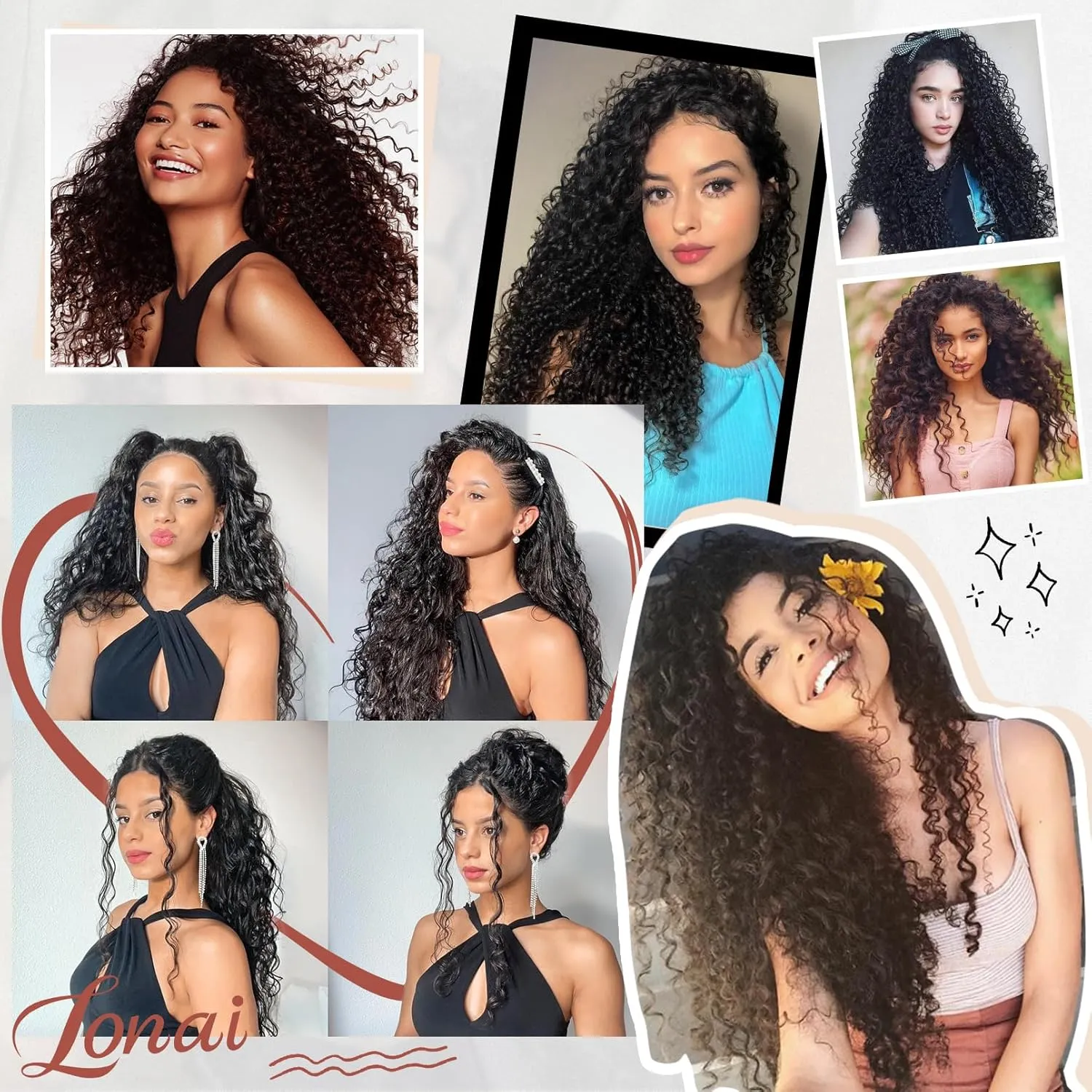 LONAI Hair Extension,9PCS 22" Curly Clip in Hair Extensions LN002 Long Soft Thick Synthetic Hairpieces for Women-Ash Blonde