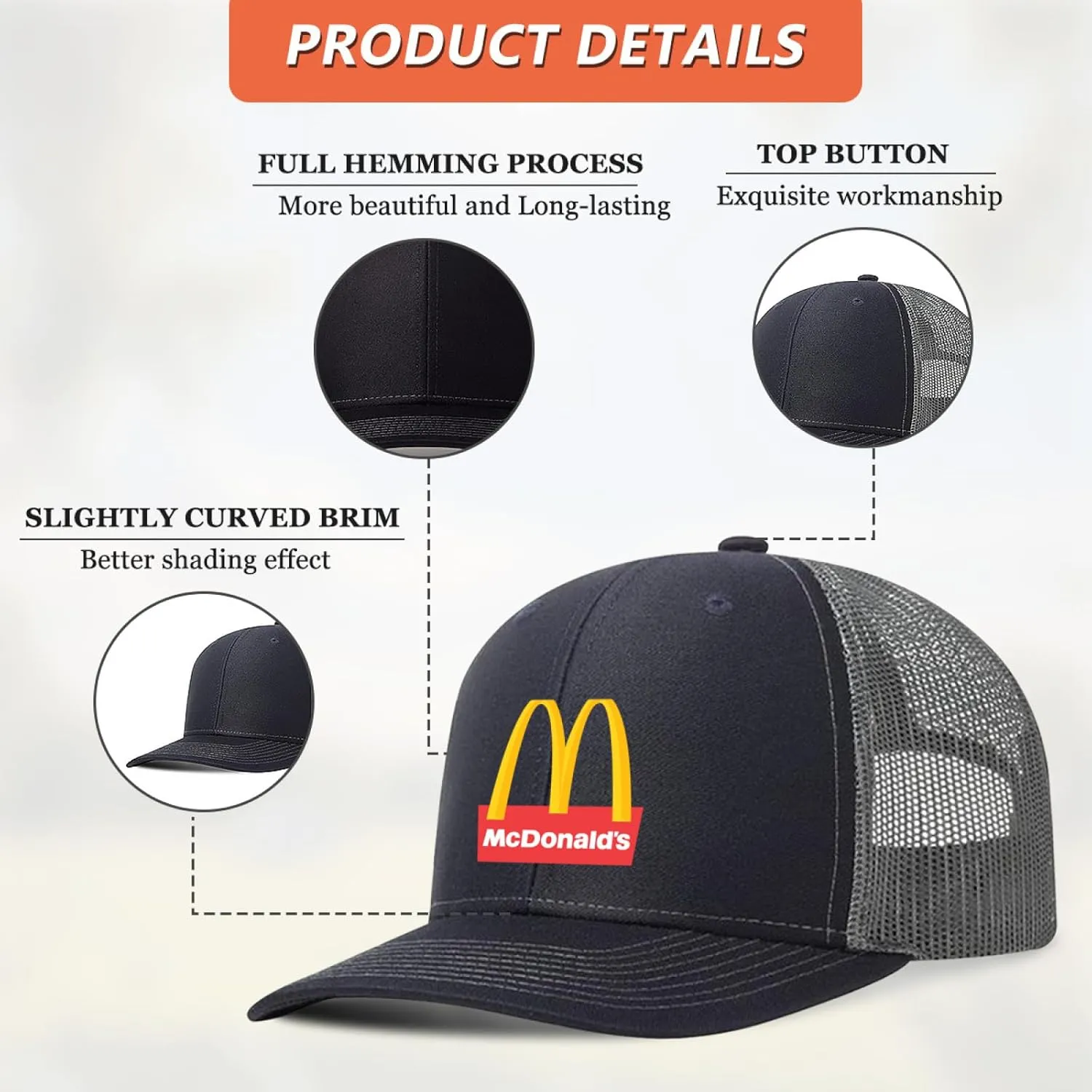 Long Brim Trucker Dad Work Hat for Unisex Adult Soft Outdoor Plain Baseball Mesh Cap Womens Mens Adjustable Golf Sun Hat