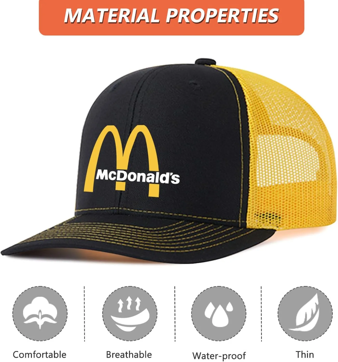 Long Brim Trucker Dad Work Hat for Unisex Adult Soft Outdoor Plain Baseball Mesh Cap Womens Mens Adjustable Golf Sun Hat