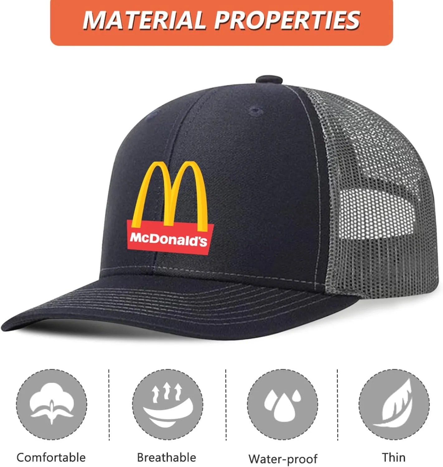 Long Brim Trucker Dad Work Hat for Unisex Adult Soft Outdoor Plain Baseball Mesh Cap Womens Mens Adjustable Golf Sun Hat